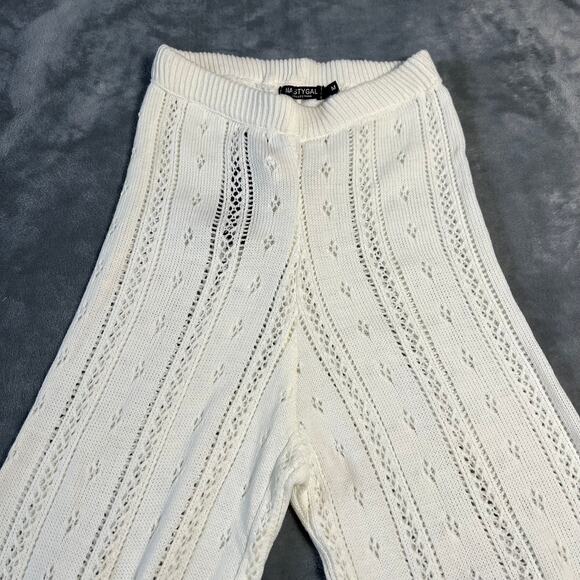 Nasty Gal High Rise Crochet Pointelle Knit Flare Pants Size M NEW Festival Boho - Picture 6 of 14